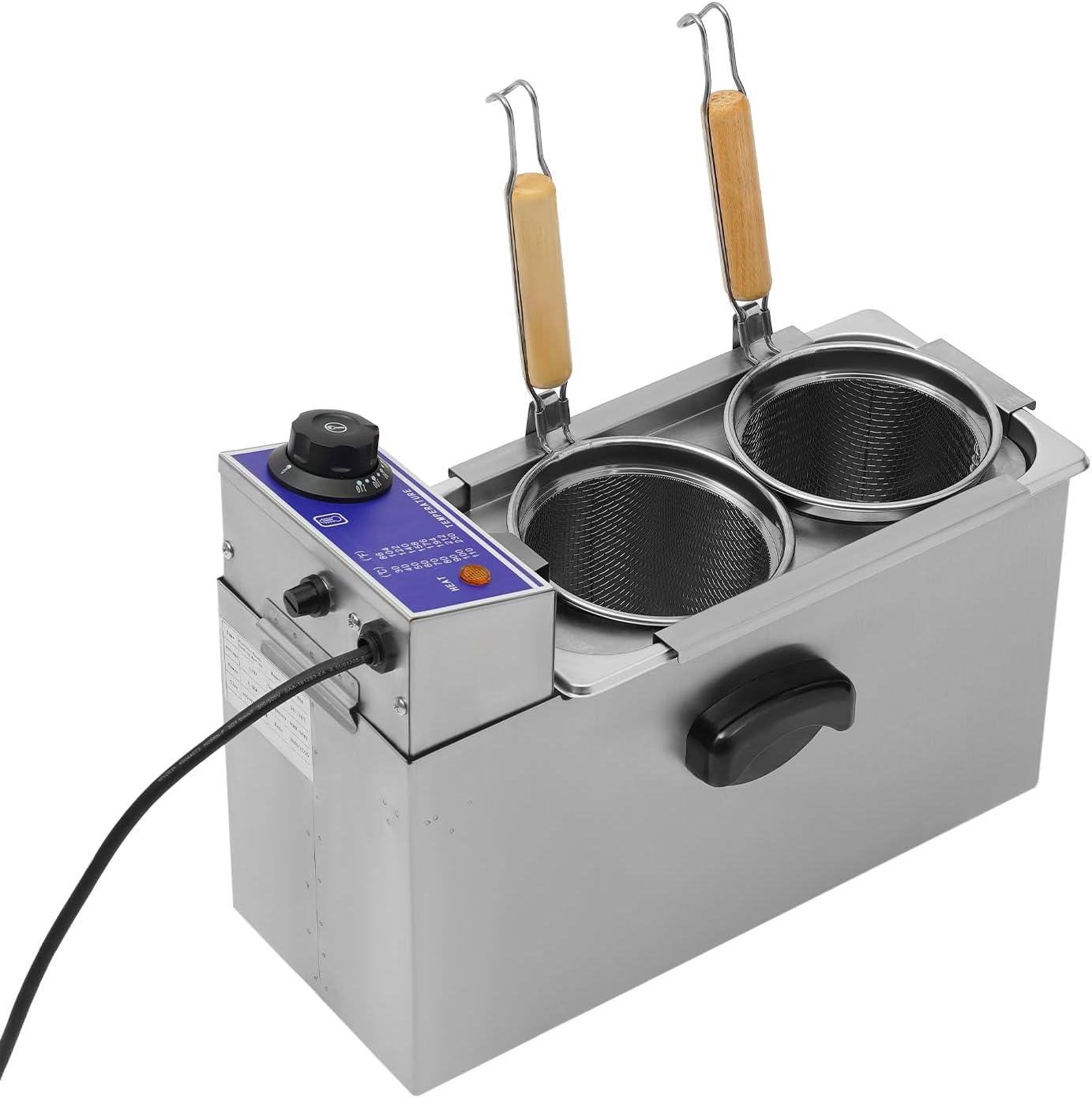 2 Hole Noodle Cooking Machine Commercial Pasta Cooker 1.2KW Noodle Oven Pasta Cooking Tool Kitchen Stainless Steel Noodle Dumpling Maker with 2 Noodle Strainers