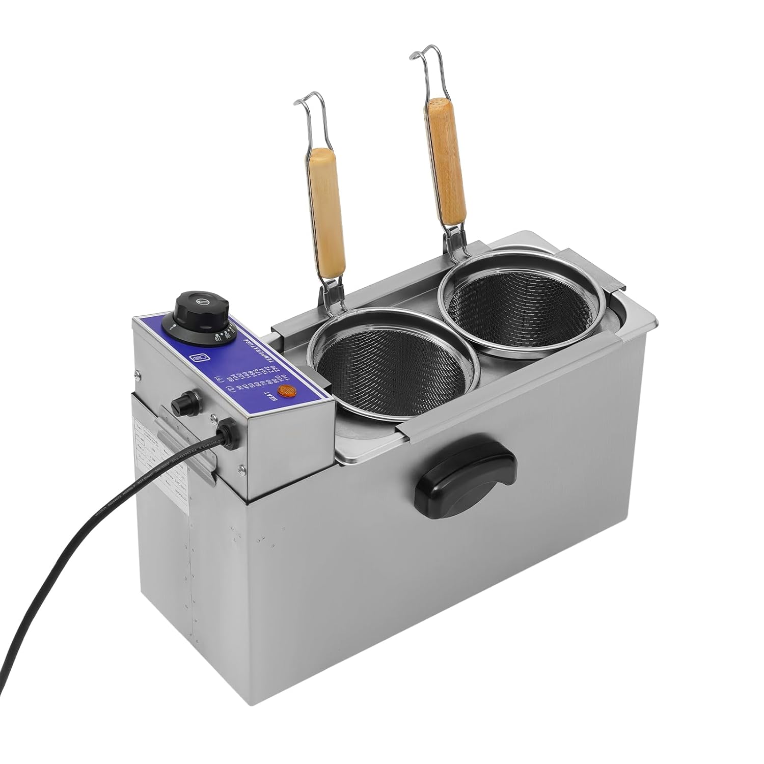 2 Holes Noodle Cooking Machine, 110V 1200W Commercial Pasta Cooker Electric Noodle Cooker with 2 Baskets, Stainless Steel Blade Noodle Dumpling Maker for Home Restaurant and Shop