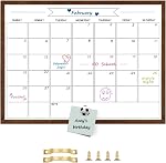 Monthly Calendar Dry Erase Whiteboard(33 x 43 cm),Black Wood Frame, Magnetic Surface Whiteboard for Planning/Schedule/ School Timetable/Memo, Hanging Board for Office, School and Home(Black-3343B,CA)