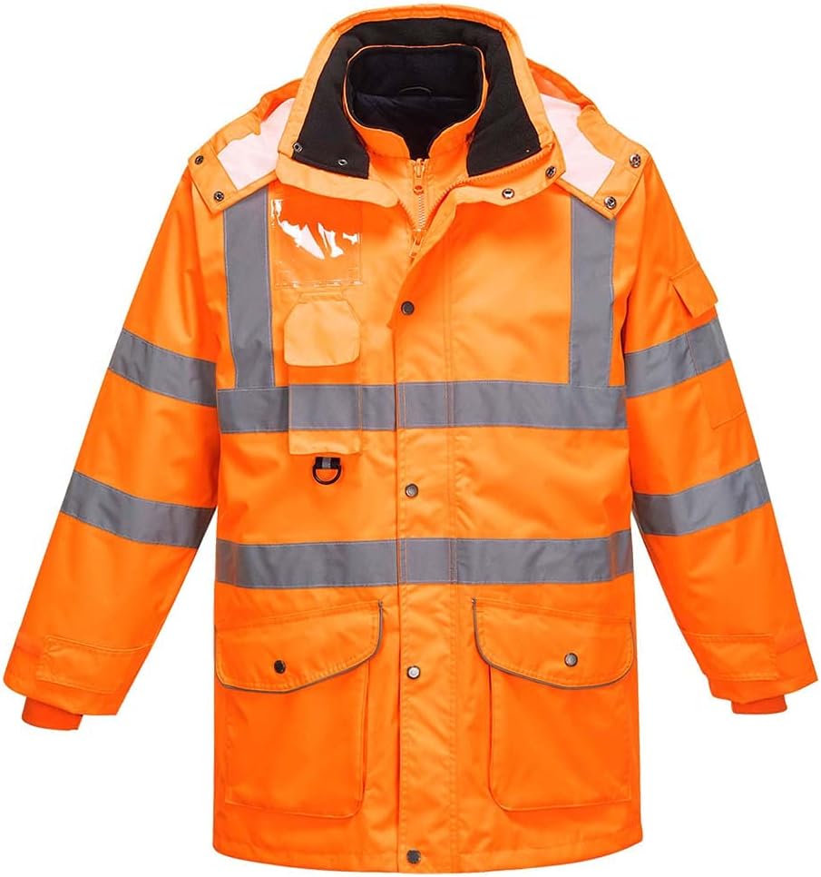 Portwest RT27 Waterproof Hi-Vis Breathable 7-in-1 Traffic Jacket Orange, XX-Large, XXL