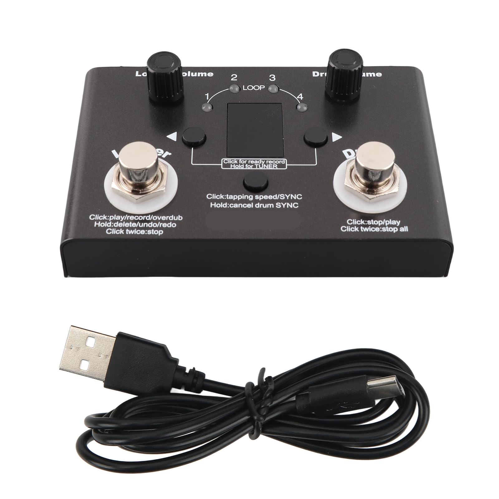 Pedale Drum Loop, Lungo Tempo Registrazione 4 Slot Memoria, Pedale Effetto Metallico, for Musicisti Batteristi Home Studio Live Performance