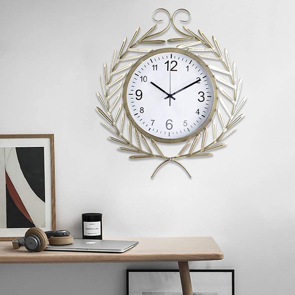Horloge murale nordique de 55x49cm dorée avec motif épis de blé