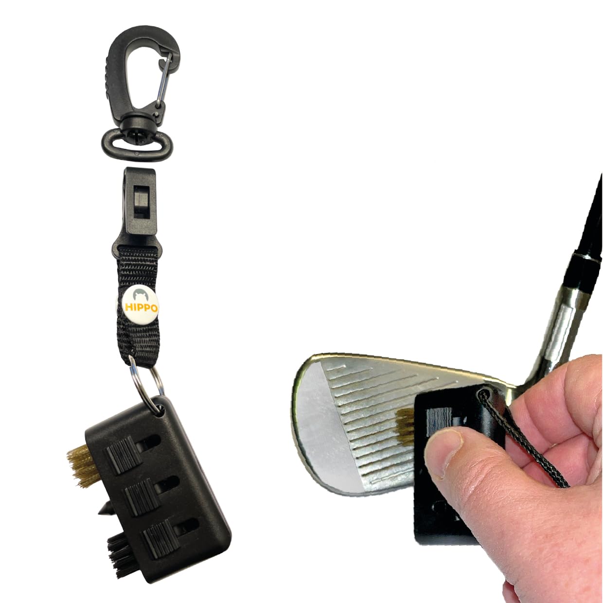 HIPPO OUTDOOR Golf Club Mini Brush - Small Groove Cleaner, Bag Accessories and Tool, Scrub Head for Grip, Groove it Cleaning, Quick-Release Clip Concept 8199