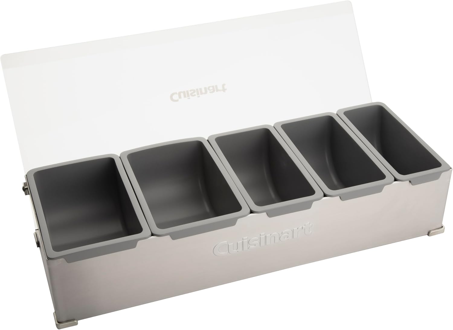 Stainless Steel Condiment and Topping Station with Translucent Lid