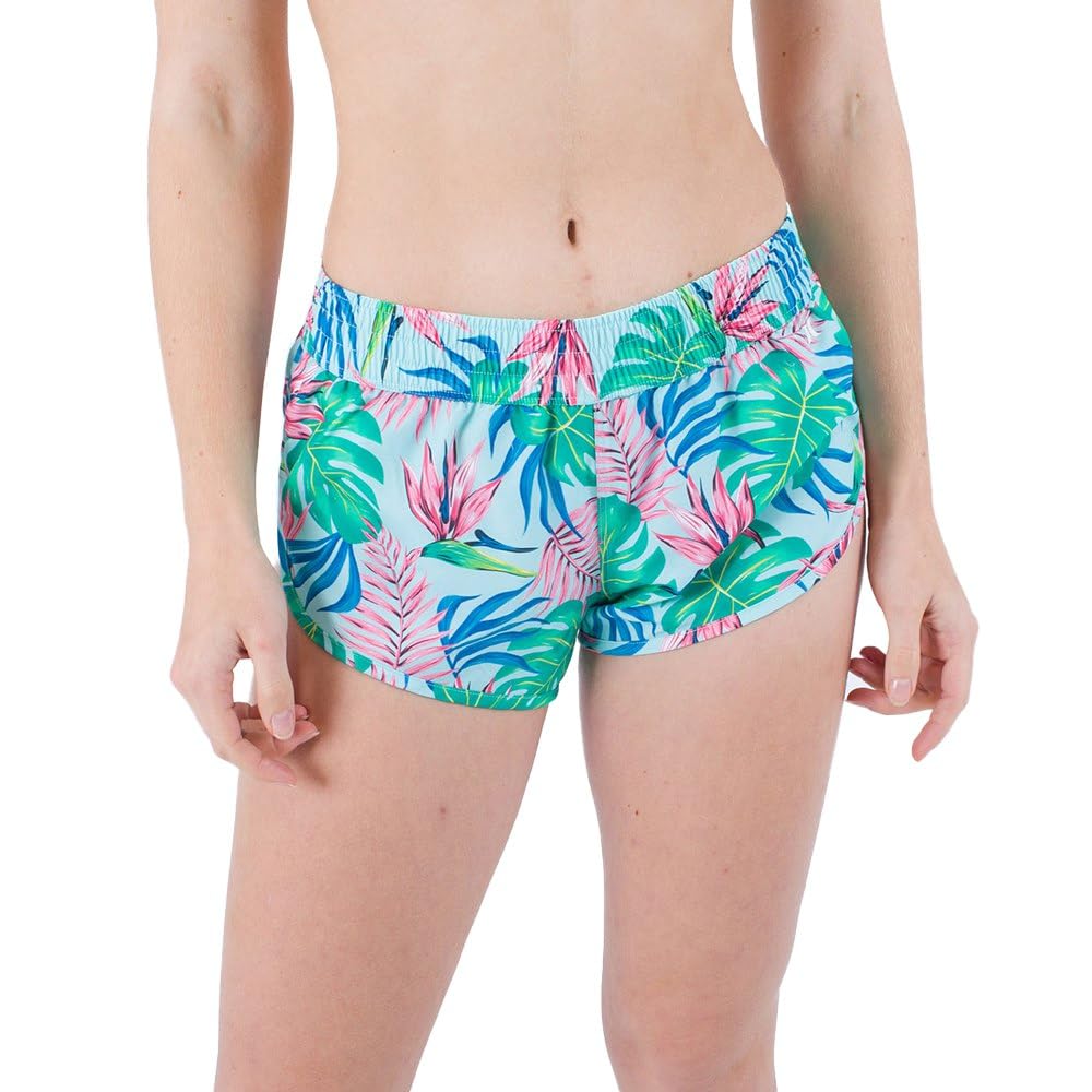 Hurley Women's Java Tropical Beachrider 2.5' Boardshort Swimsuit, Tide Pool, S