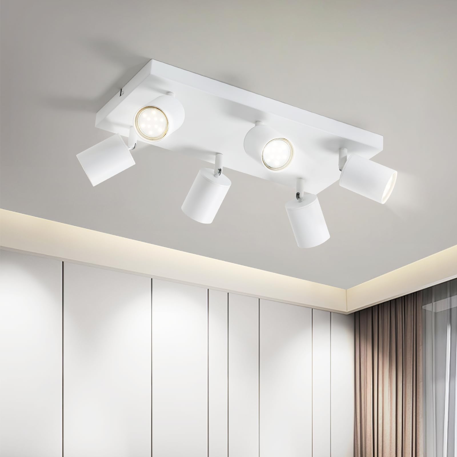 Homefire LED Deckenlampe 6 Flammig Deckenstrahler - 350° Schwenkbar Strahler GU10 Deckenleuchte Weiß flurlampe Spots Innen Deckenspot für Wohnzimmer Küche Schlafzimmer Ohne Leuchtmittel