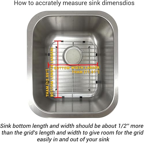 Miniatura 10 de Paquete de 2 rejillas para fregadero de cocina, 11-34 pulgadas x 13-78 pulgadas, protectores para fregadero de cocina con drenaje central, estante