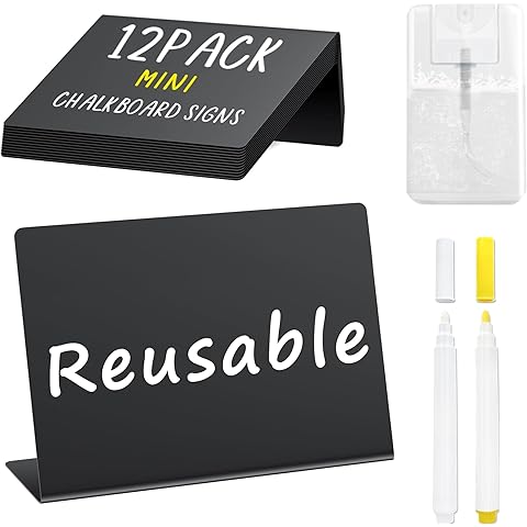 PigPotParty 12 Pcs Food Labels for Party Buffet w/Cleaning Spray, 4