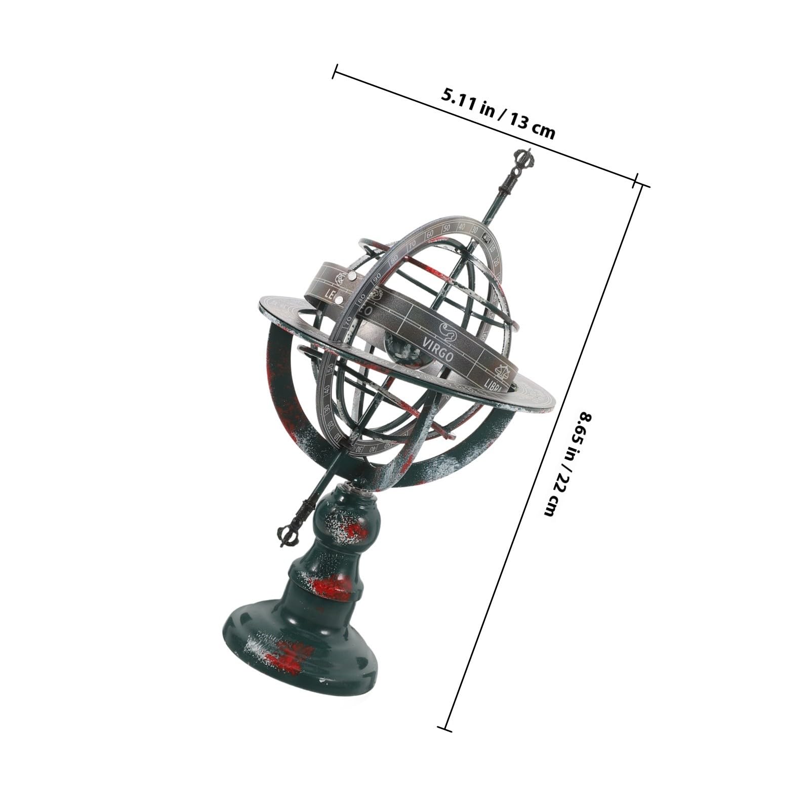 Ciieeo Globo da Tavolo in Metallo Piccolo Decorazione Retrò a Forma di Mappamondo Antico per Ufficio e Casa, Ornamento Artigianale Creativo in Ferro Elegante per Scrivania