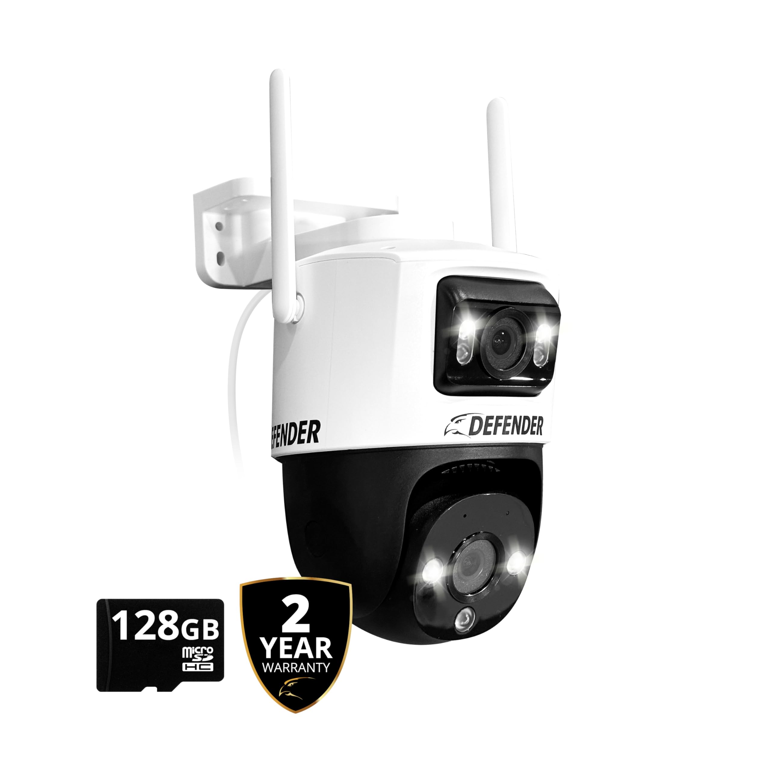 AI Powered Guard Pro 3K Plus Dual Lens PTZ WiFi 6, Plug & Play Security Camera, Human/Vehicle Detection, AI Auto-Tracking, Bluetooth, Color Night Vision, Includes 128GB SD Card & 2 Year Warranty