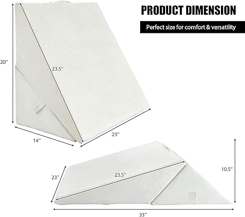 Miniatura 5 de Fireflowery - Almohada de cuña para cama, espuma viscoelástica de 9 y 12 pulgadas con funda extraíble, cojín inclinado plegable para piernas y apoyo