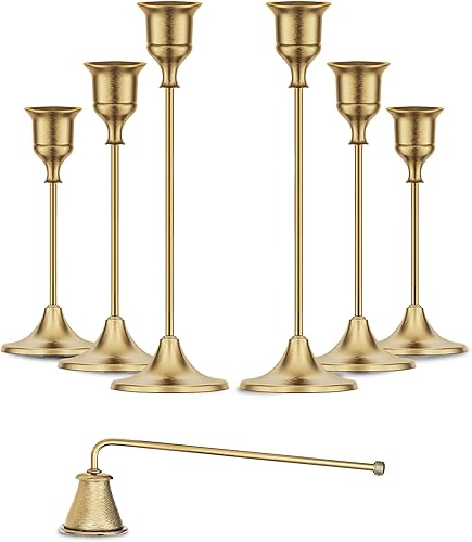 Miniatura 1 de Candelabros negros para candelabros cónicos más apagador de velas – Centro de mesa para decoración de comedor – Candelabro de metal para velas –