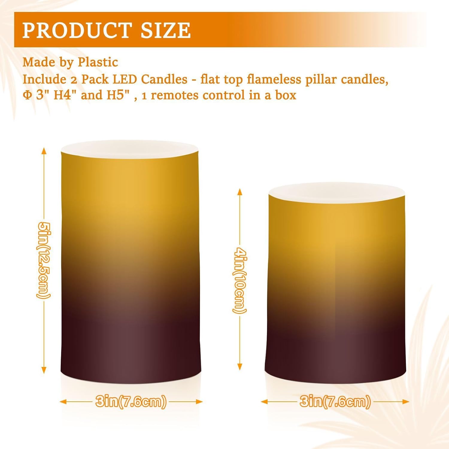 DOMIKING Orange Red Gradient Flameless Candles with Remote Control Electric Led Candles with Timer Battery Operated Flickering Tea Light Candles for Votive Centerpiece Home Decor 2 PCS