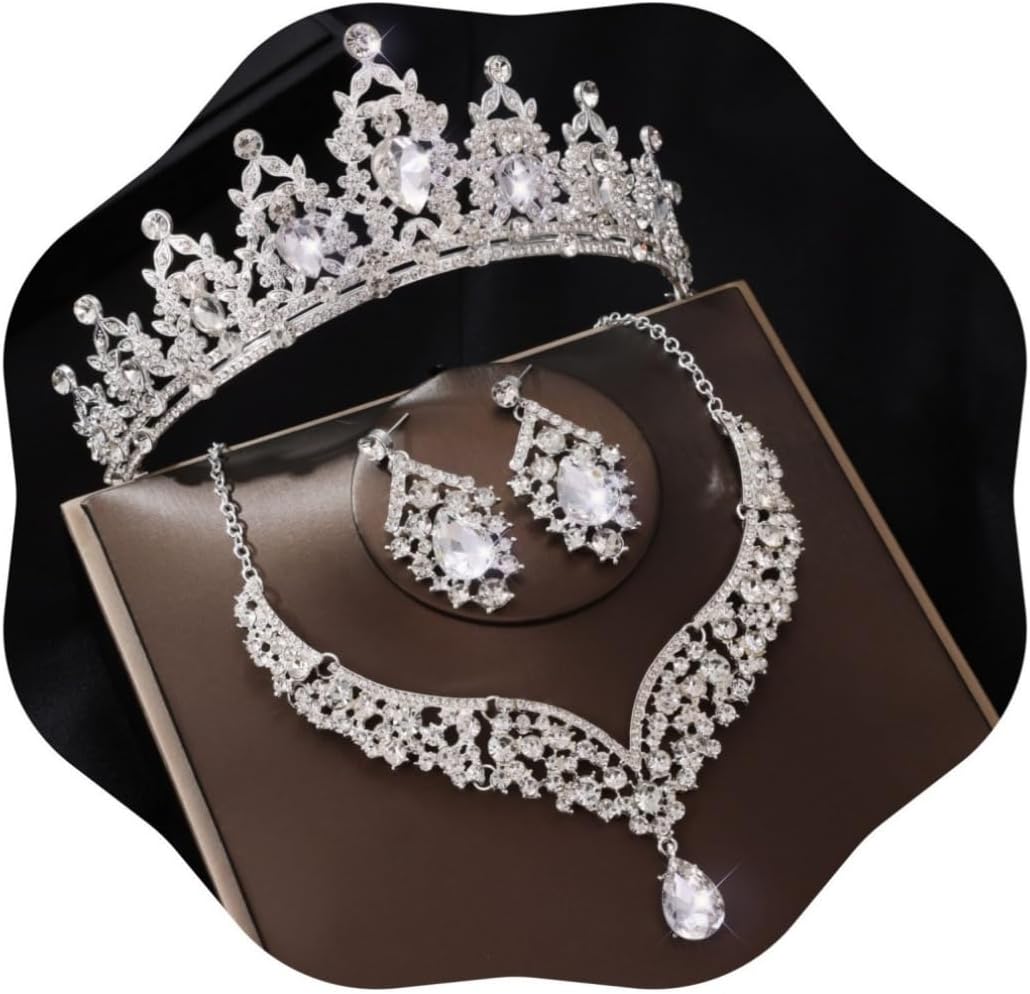 Crowns and Tiaras jewelry sets for Wedding princess birthday party Halloween Prom Pageant Jewelry for Women Crystal Bridal Jewelry Set for women