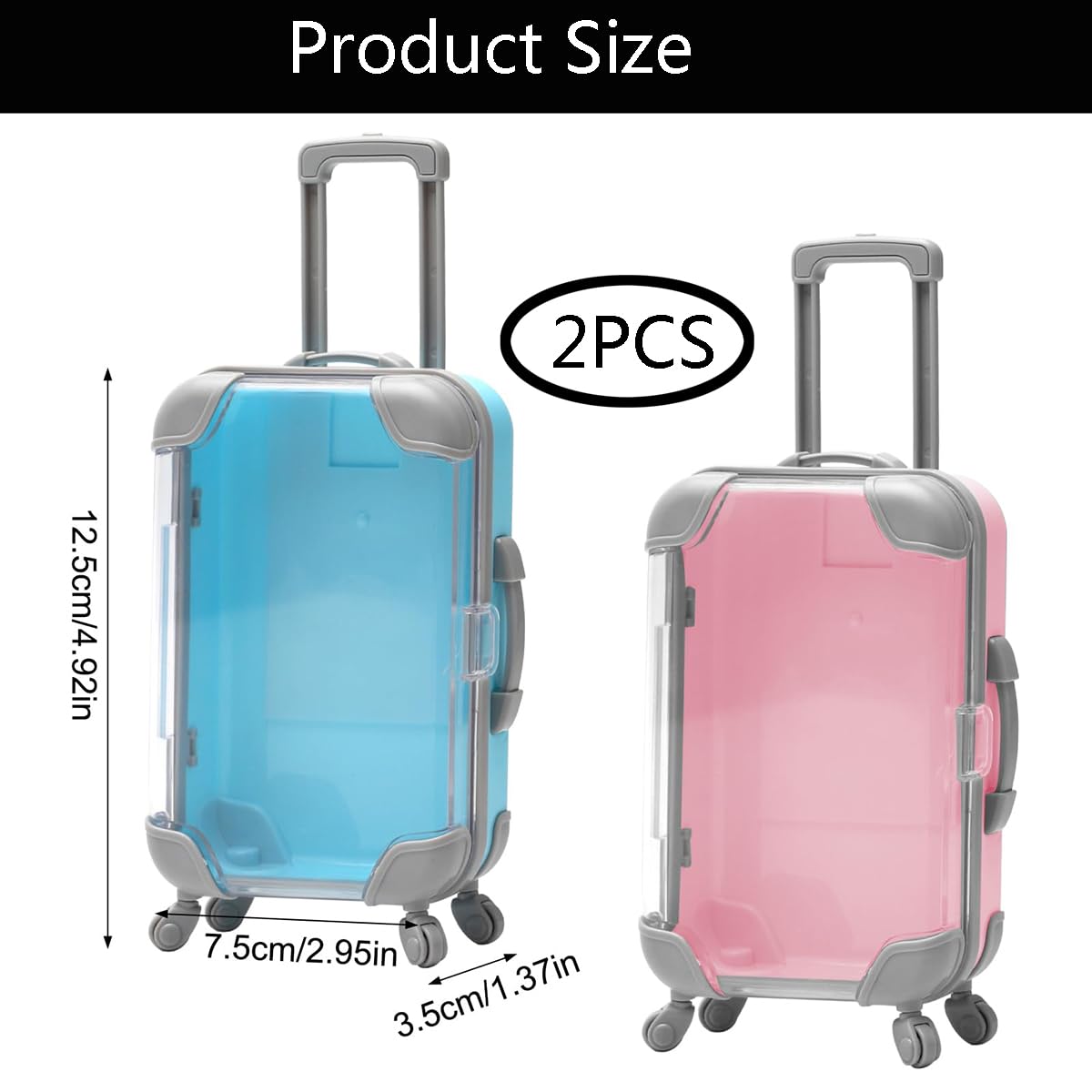 Mini walizki, 2 szt. mini walizek z kółkami, puste plastikowe mini pudełko do przechowywania, sztuczne rzęsy, walizka do makijażu, walizka, walizka, bagaż, pudełko na cukierki, upominki na imprezę