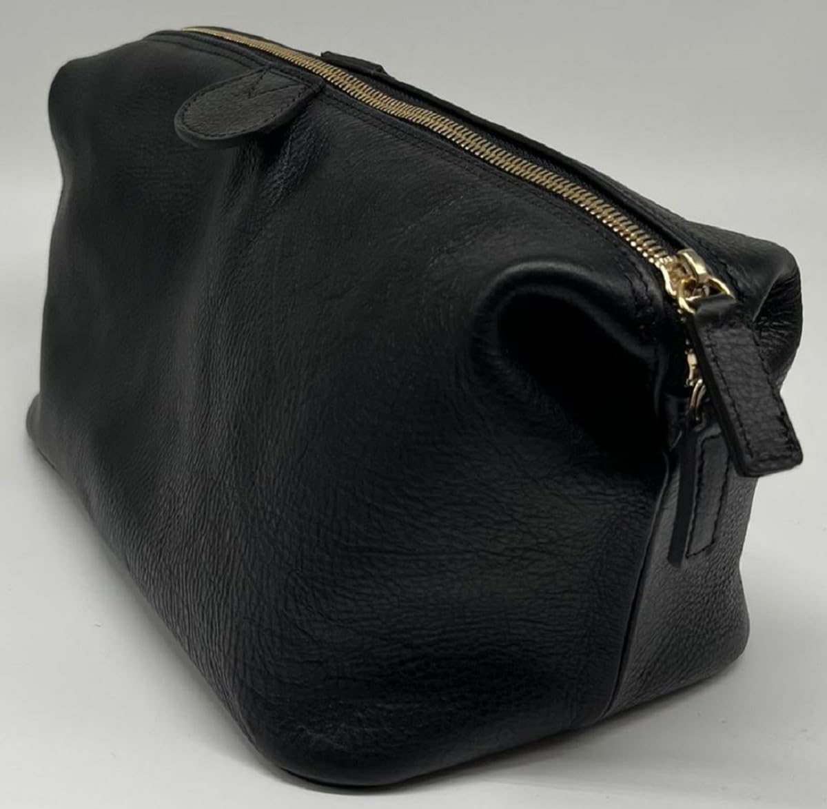 Casa Padrino Luksusowa kosmetyczka z prawdziwej skóry czarny/złoty 28 cm - wyprodukowano we Włoszech