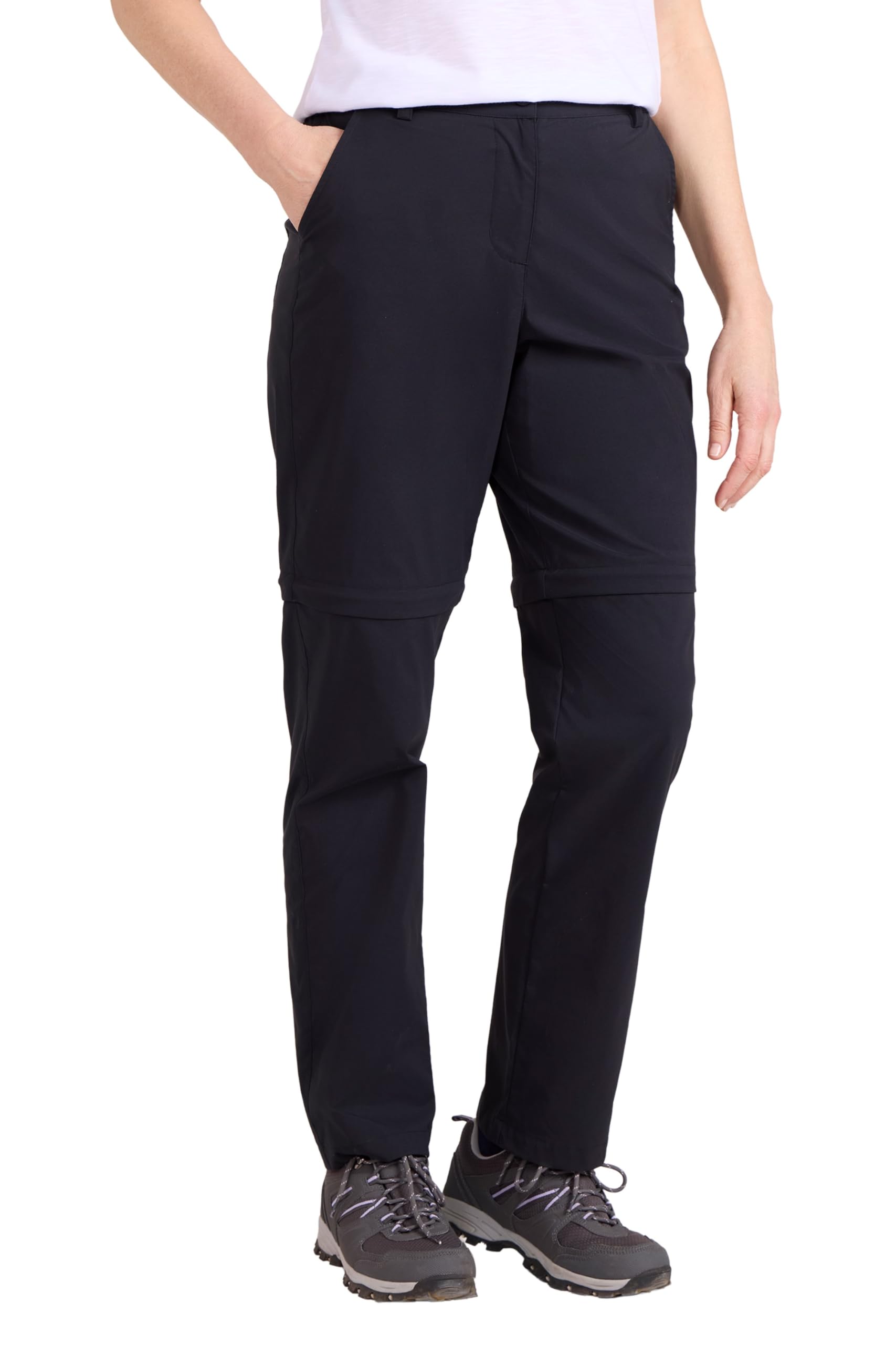 Mountain Warehouse Women's Black Delta Stretch Zip Off Trousers - Uv Protect Max & Quick Drying Elastic Pants With Waistband - Spring Summer, Walking, Hiking, Outdoors Size 12