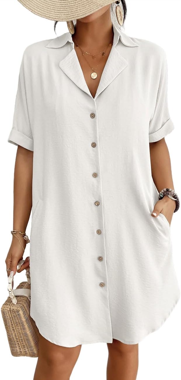 Bsubseach Womens Bathing Suit Cover Ups Bikini Swimsuit Coverup for Women 2026 Button Down Beach Dress Shirt