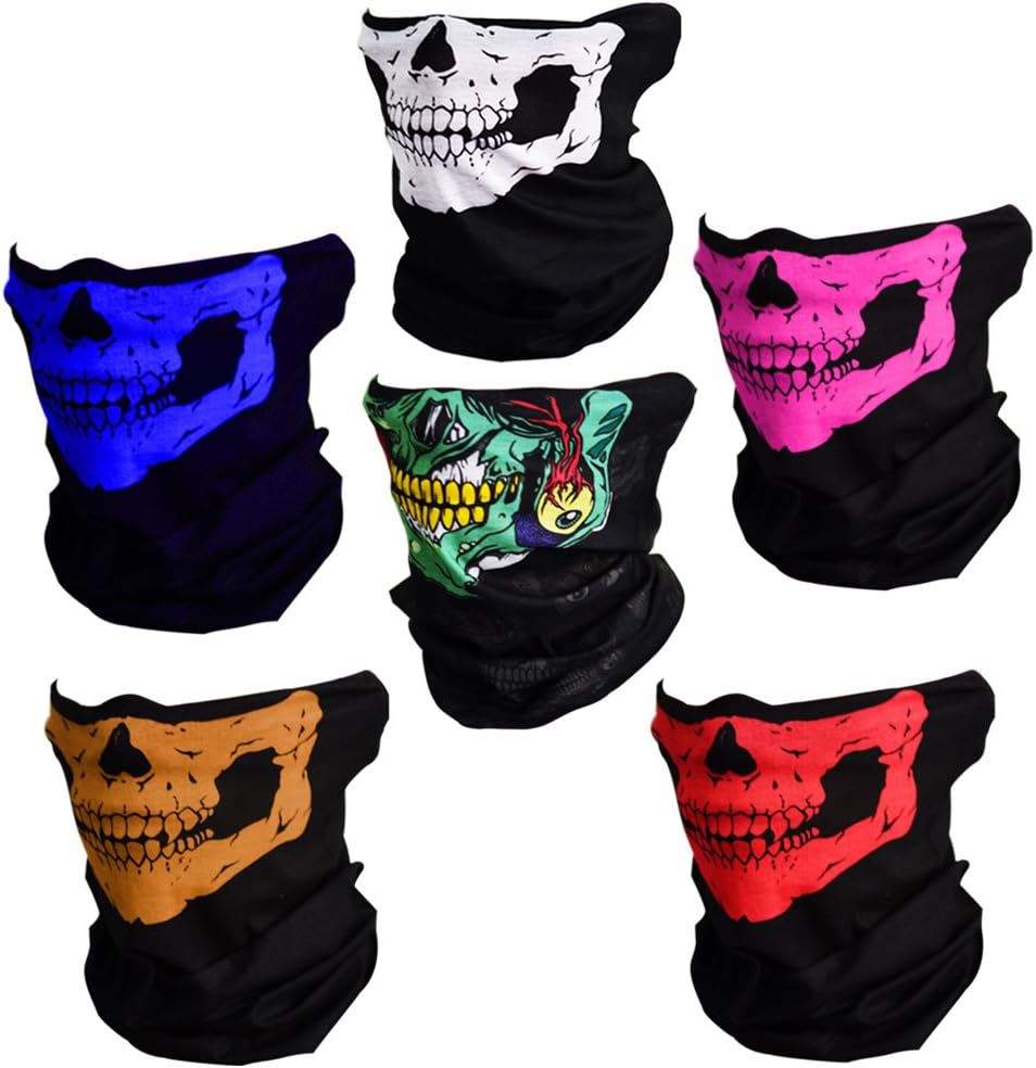 CIKIShield Couples Seamless Skull Face Tube Black (6pcs-Color Set)