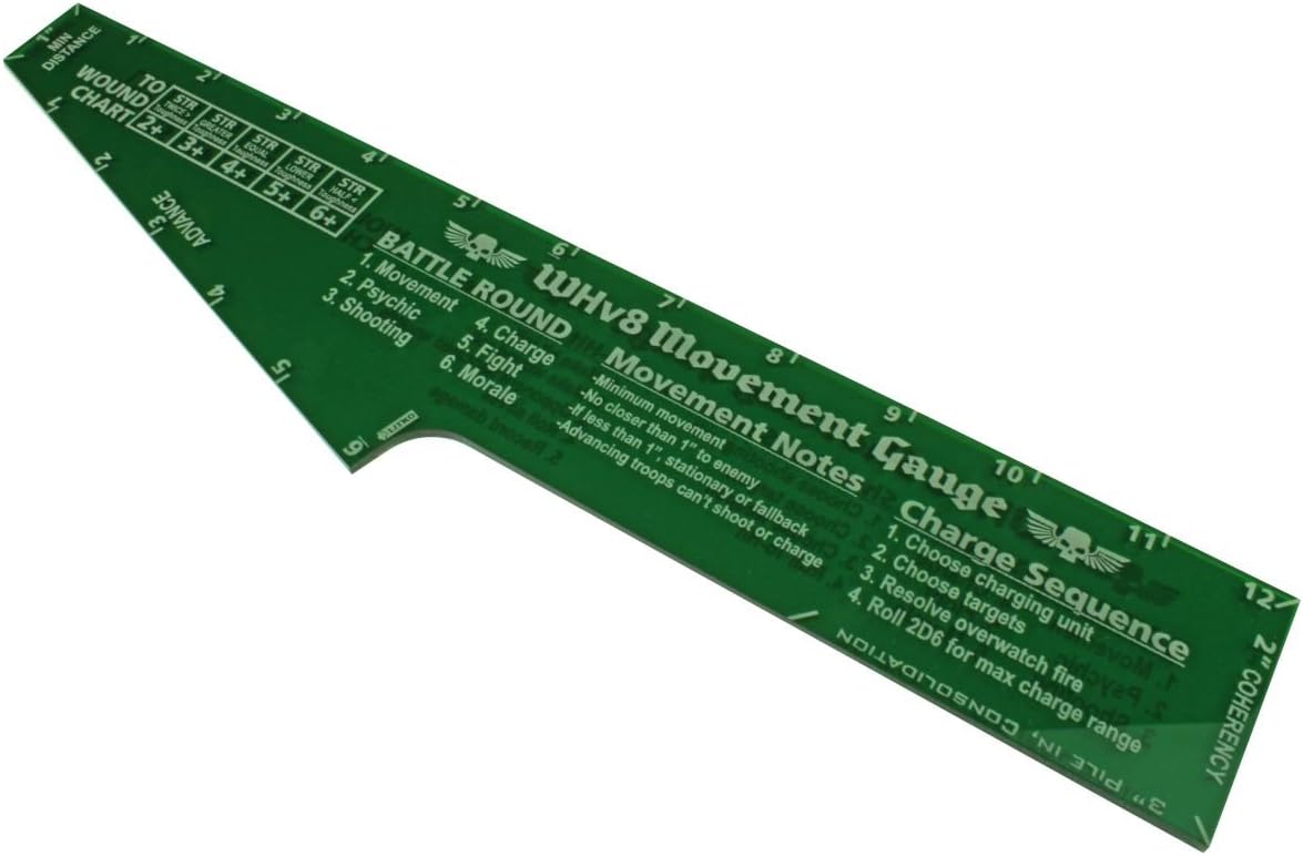 LITKO Movement & Shooting Gauge | Compatible with Warhammer 8th Edition | Turn Sequence | Shooting | Charge | Wound (Translucent Grey)
