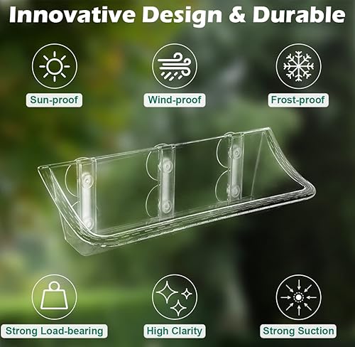 Miniatura 2 de Mokeyder Comedero transparente para pájaros para ventanas exteriores, baño transparente para pájaros con ventosas fuertes para ver, regalos de