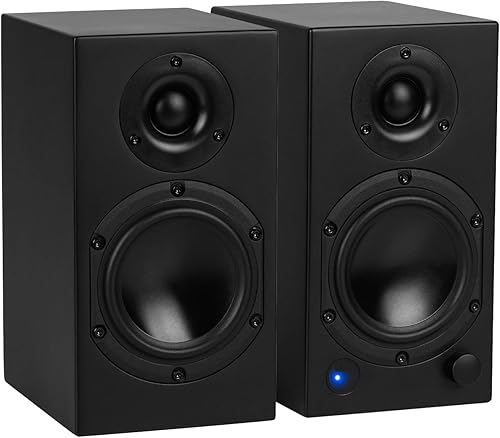 Dayton Audio Altavoces de escritorio alimentados M4 con Bluetooth y USB DAC Control remoto incluido Potencia máxima de 150 W Par (negro, 4