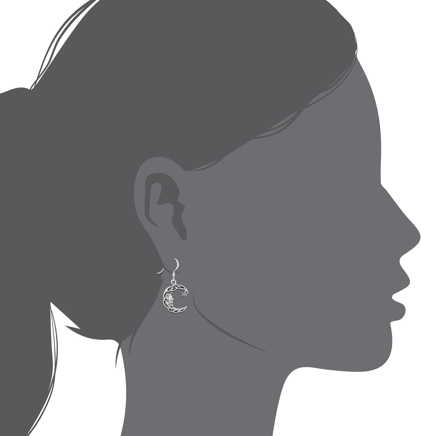 WithLoveSilver 925 Sterling Silver Charm Celtic Star Crescent Moon Dangle Hook Earrings