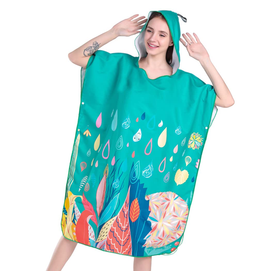 Szlafrok ponczo z kapturem, damskie lekkie Quick Dry ręcznik z mikrofibry ponczo surfingowe do pływania, surfingu, SUP,Dark green