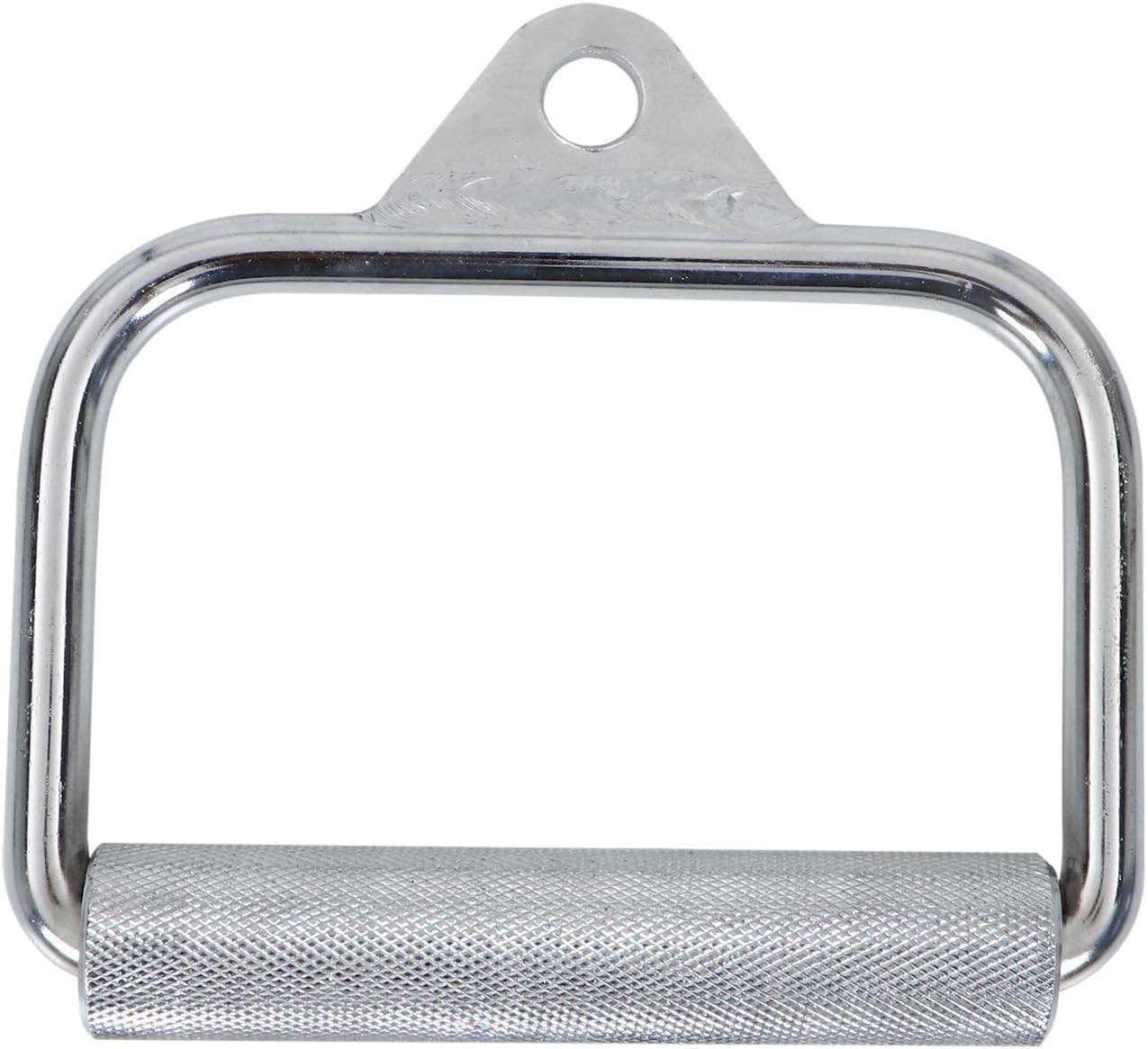 ZEDI Single D Handle Gym Attachment with Textured Grips | Solid Chrome Steel Cable Handle for Cable Cross Machines | Heavy-Duty D Handle for Biceps, Triceps, Back & Shoulders – Silver