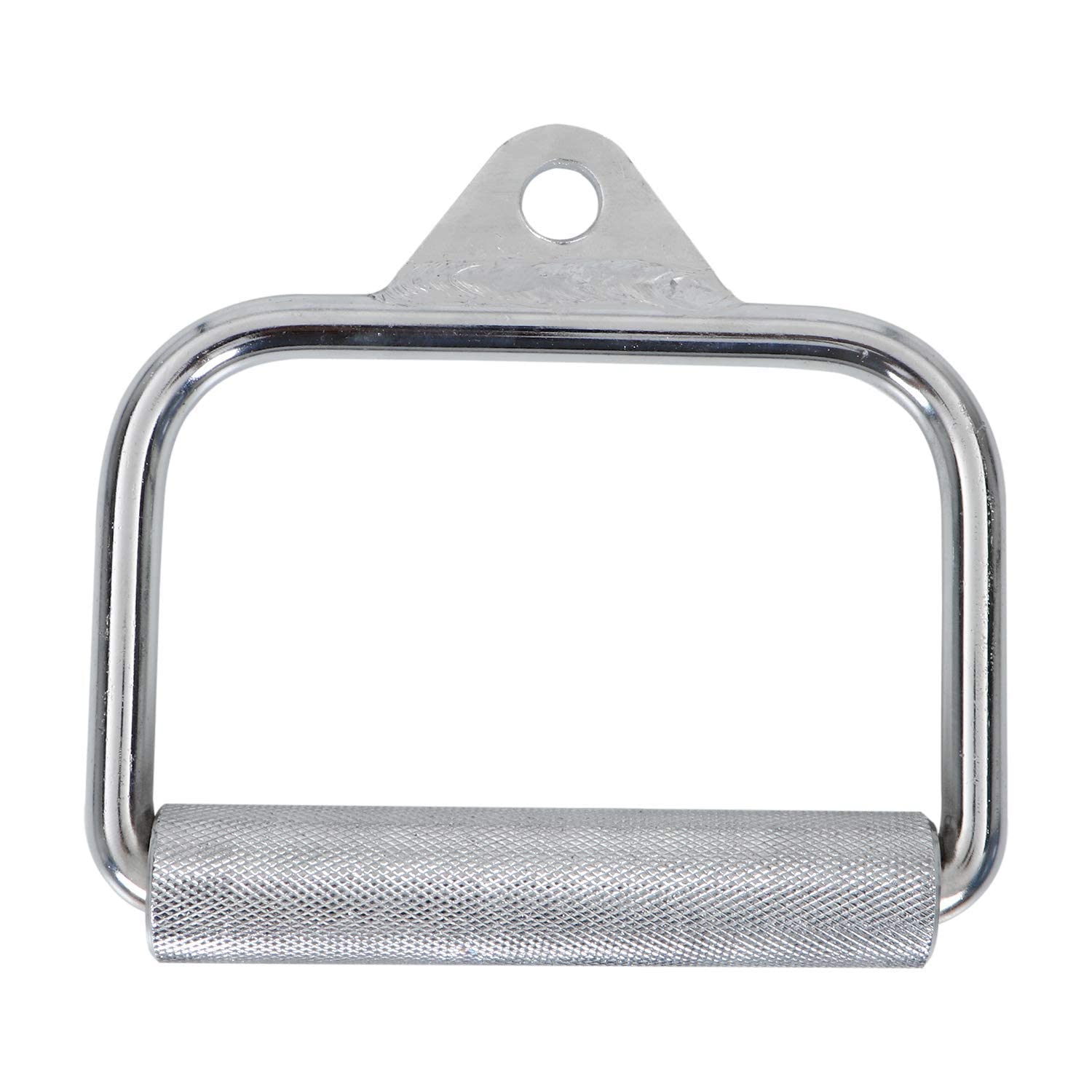 ZEDI Single D Handle Gym Attachment with Textured Grips | Solid Chrome Steel Cable Handle for Cable Cross Machines | Heavy-Duty D Handle for Biceps, Triceps, Back & Shoulders – Silver