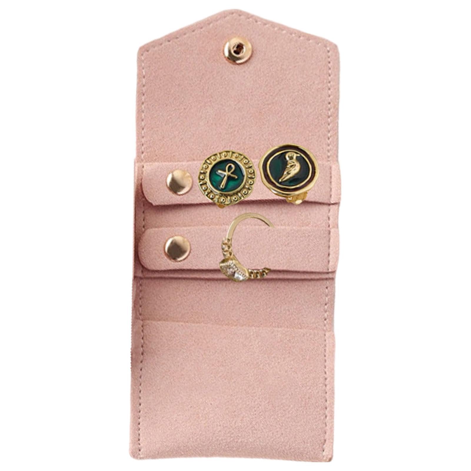Mini Bolsa De Viaje Para Joyas - Plegable, De Microfibra, Con Varios Compartimentos Para Anillos, Pendientes Y Collares