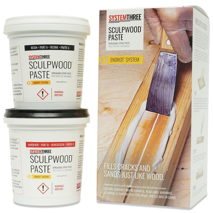 SYSTEMTHREE 2-Pack of 1 qt System Three Resins 1610K16 SculpWood Epoxy Paste, Light Tan, Paste, Wood Filler, Woodworking, Repair