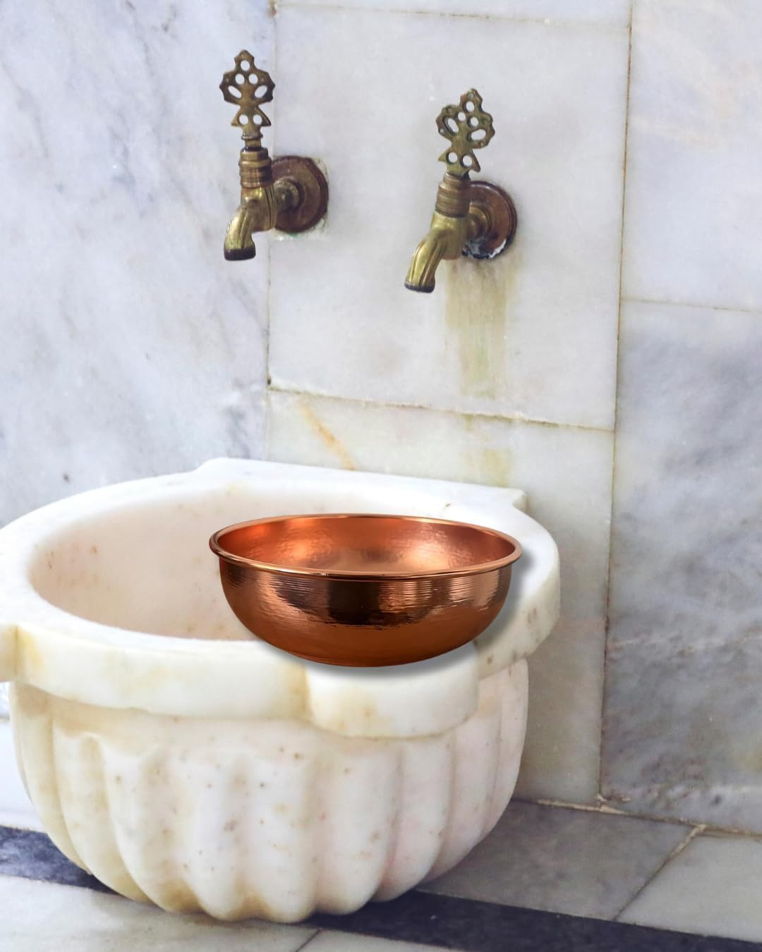 Traditional Turkish Handmade Copper Hammam Bowl, Ottoman Style Bath Basin, Decorative Bathroom Accessory