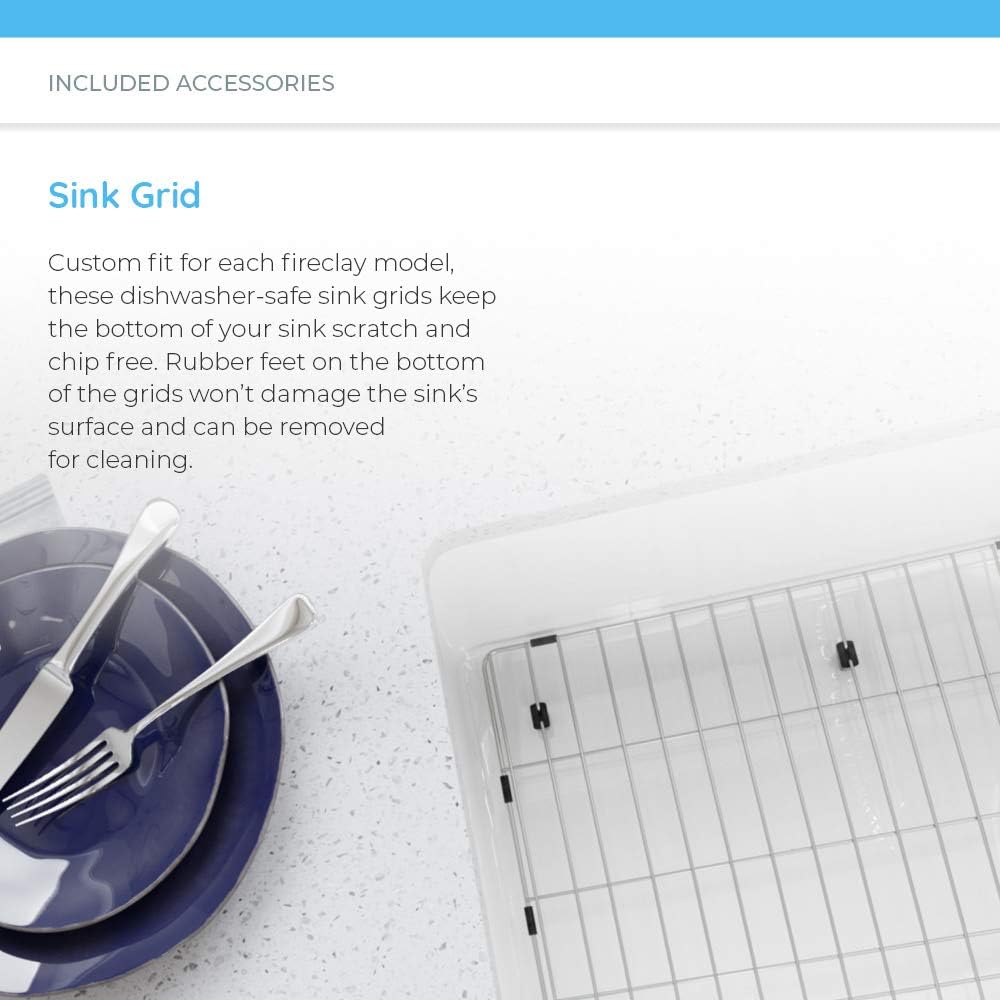 Big Sale MR Direct 411-ENS Fireclay Farmhouse 33 in. Single Bowl Kitchen Sink with Additional Accessories, White