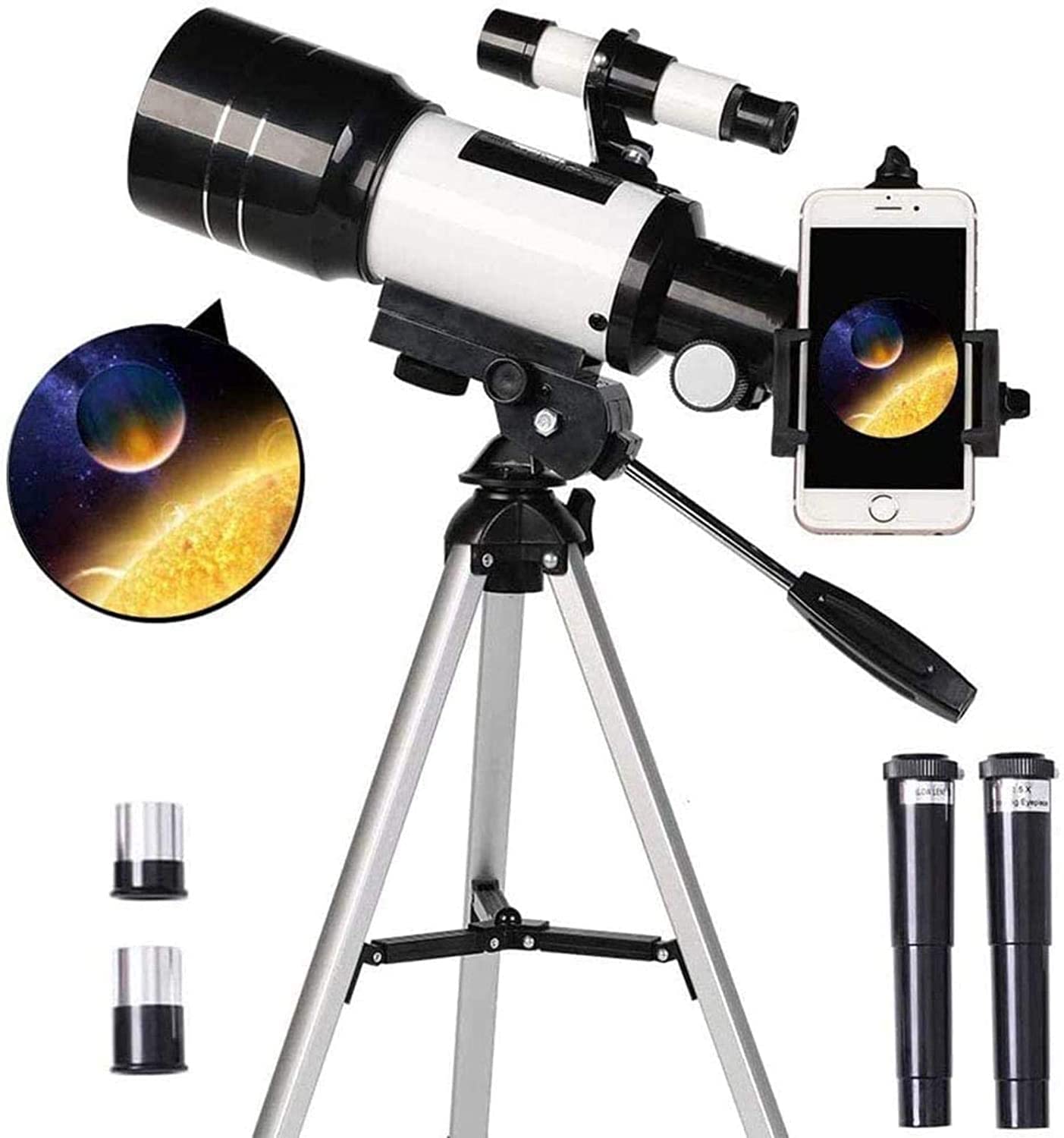 Overa Space Astronomic Telescope, 400 mm Focal Length 70mm HD Refractor Telescope for Astronomy, Starter Scope with Tripod, Star Finder for Astronomy Beginner with Smartphone Adapter and Wireless.-image-19