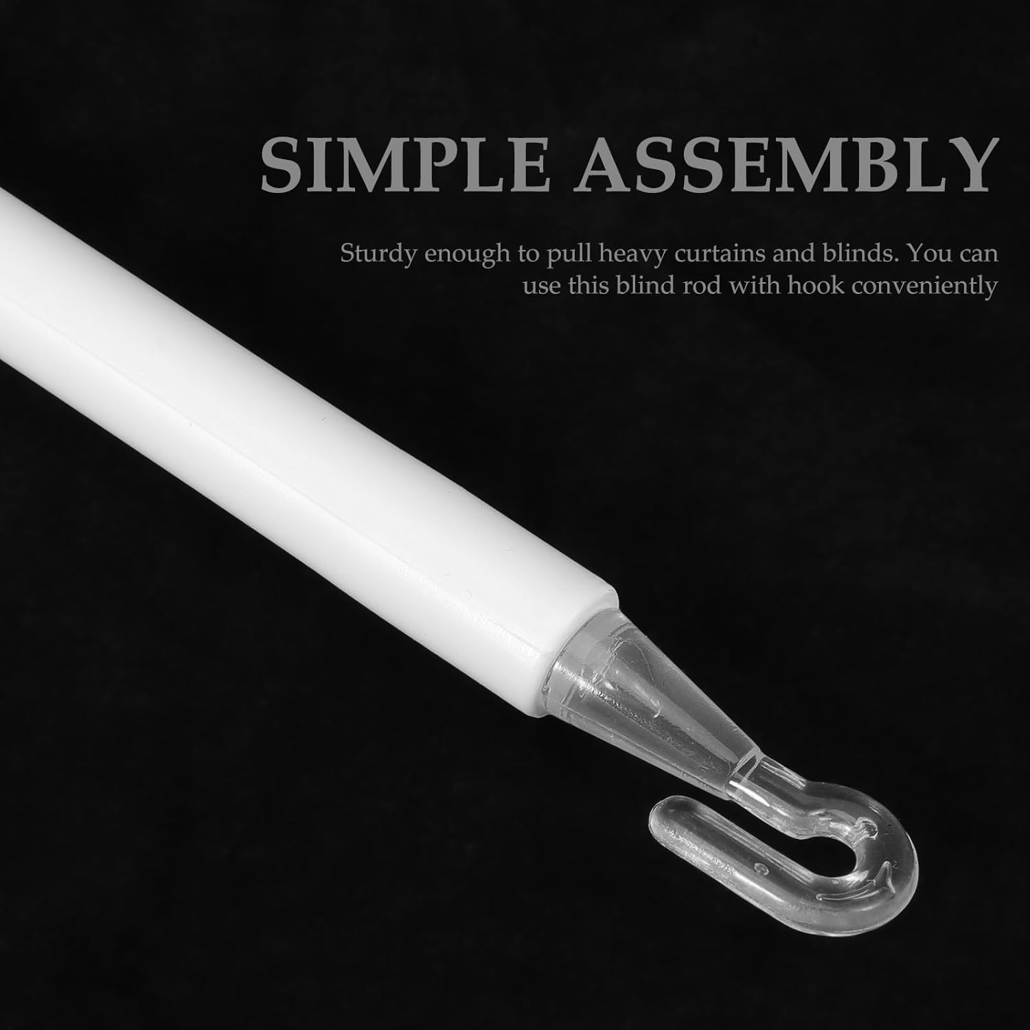 2Pcs Blinds Wand Replacement with Hook and Handle White Fiberglass Long Vertica Blind Wand for Windows Curtain Door Shades Opener Accessory (24Inch) (Pack of 2)