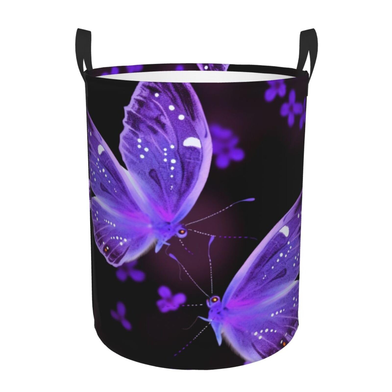 Bac linge pour chambre d'enfant motif papillon violet poétique 50cm