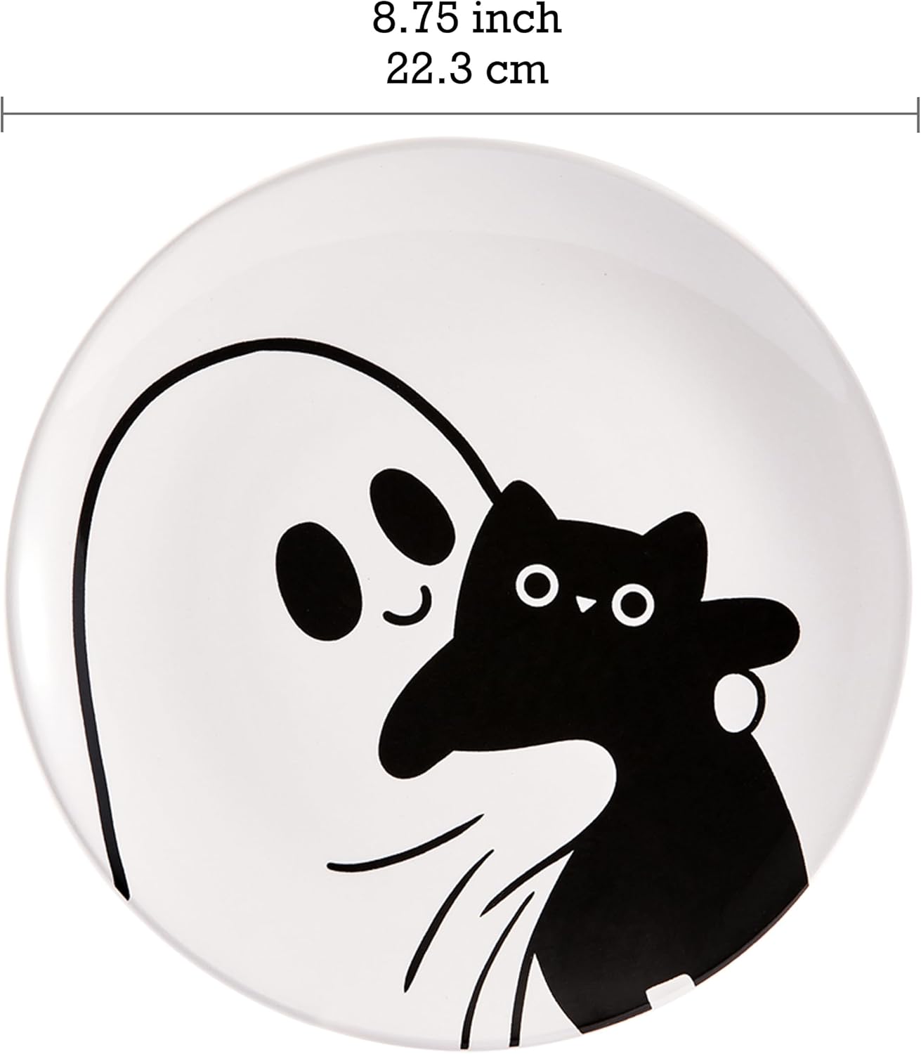 Bico White Halloween Cute Ceramic 8.75 inch Salad Plates, Set of 4, Microwave & Dishwasher Safe, for Tapas, Appetizer