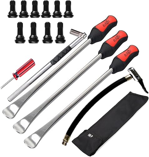 Miniatura 1 de Dr.Roc Cucharas para neumáticos, palanca para motocicleta, cortacésped, herramientas de cambio de neumáticos con bolsa, 3 x 14.5 pulgadas, hierros