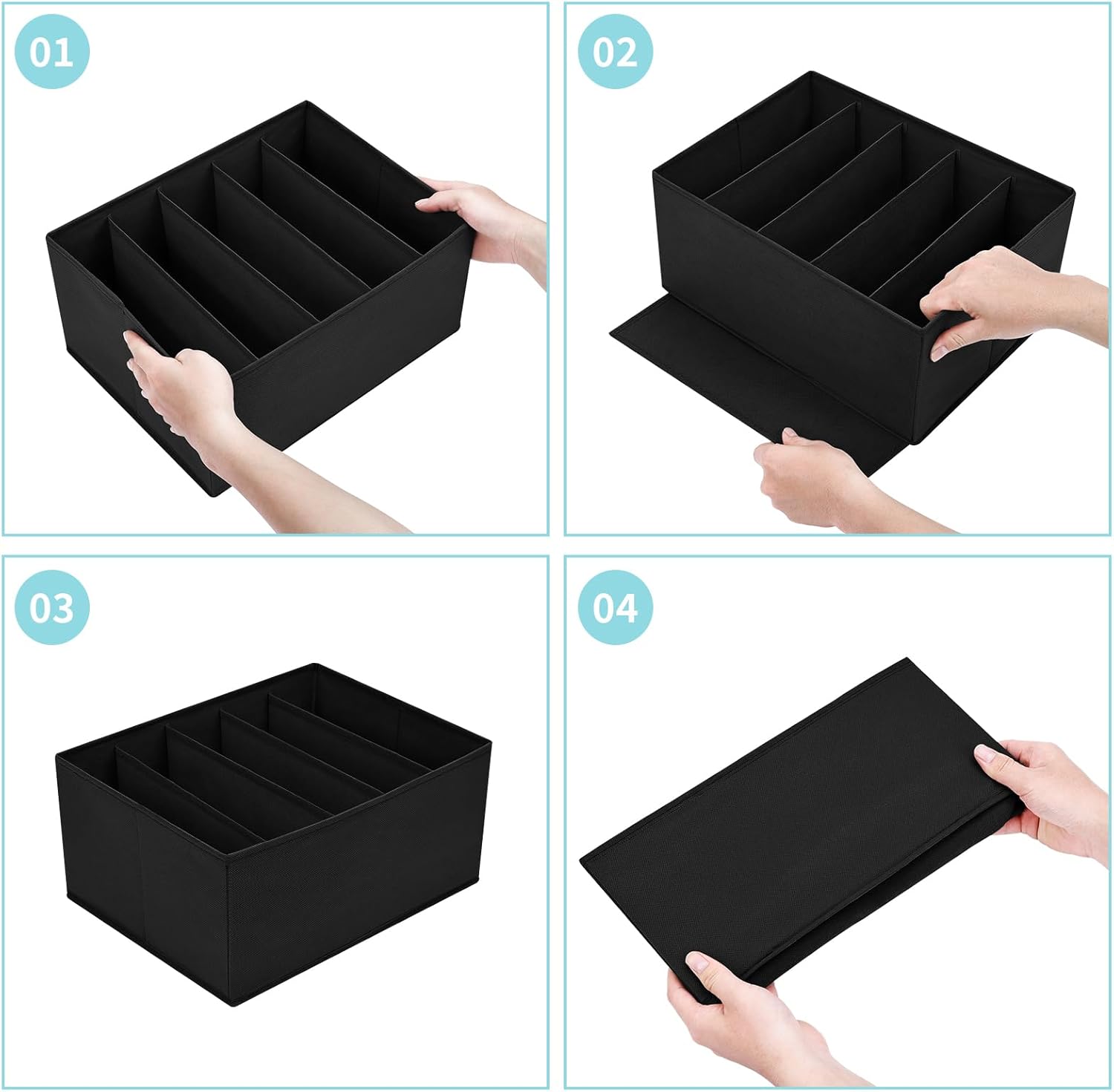 DIMJ Wardrobe Clothes Drawer Organizer for Folded Clothes, Fabric Dress, Clothing, Closet Organizers and Storage Bins for Jeans, Sweater, 2 Packs, Blended