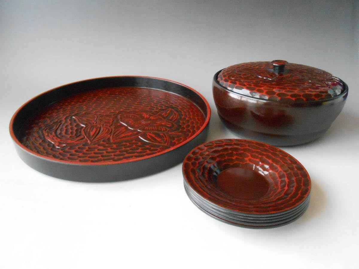 煎茶道 神代タモ碗入＋染付煎茶椀5客セット23 煎茶道 神代タモ碗入＋染