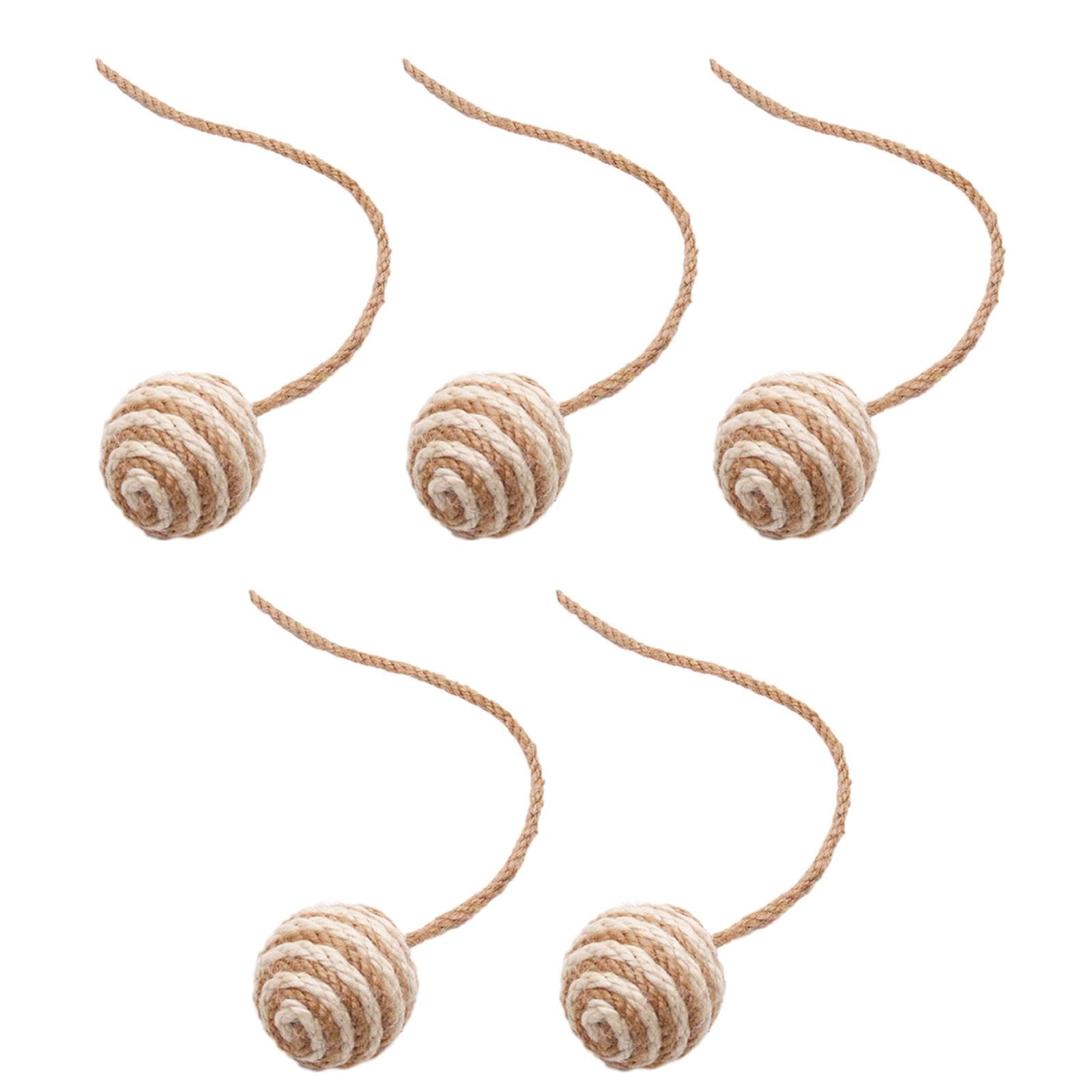 ＡＷＨＡＯ 5pcs Cat Sisal Rope Balls Cat Teaser Toys Cat Hemp Rope Balls for Small Medium Large Cats, 4.5cm Brown White