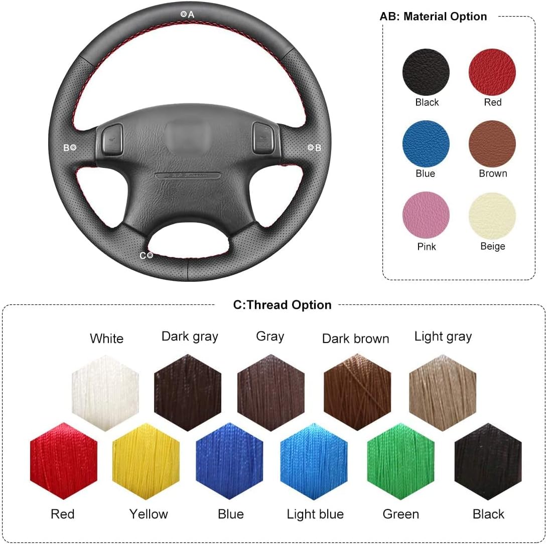 MEWANT Car Steering Wheel Cover for Honda Civic/CR-V CRV/Prelude Customized Version Car Steering Wheel Wrap