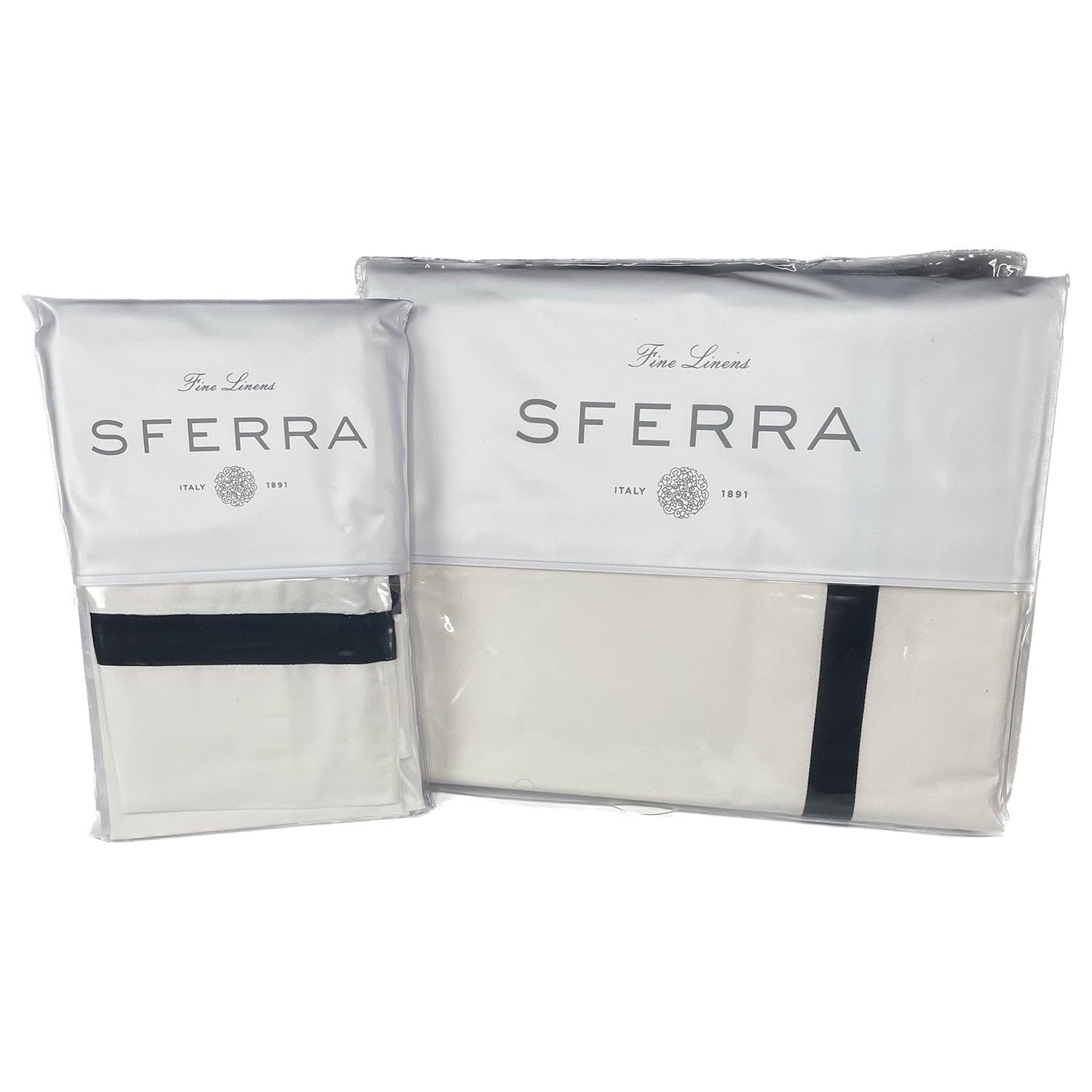 Sferra Estate Collection - 100 Long-Staple 200 Thread Count Cotton Percale with Sateen Appliqu - Cooling Soft and