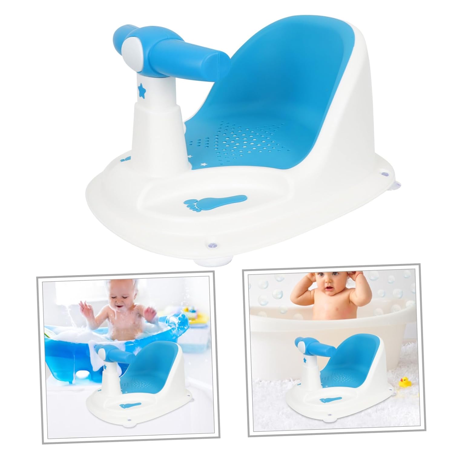 Levemolo Bath Seat with Backrest and Non-Slip Suction Cups Shower Chair for Sit-up Support Safe Material Bathtub Seat for Newborns and Boy Girl Comfortable Bathing Aid
