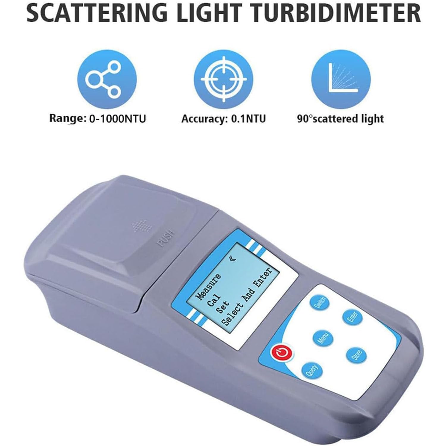Tragbares digitales Trübungsmessgerät Tragbares Turbidimeter 0.01/0.1 Genauigkeit 0-500 NTU mit Tragetasche für Pool Labor Wasserprüfung