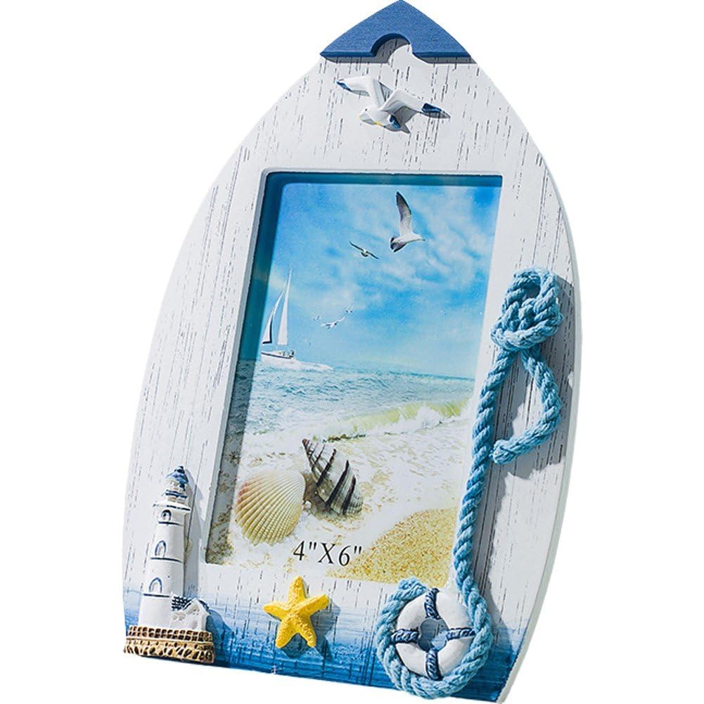 Cadre photo en bois pour centre de table esprit bord de mer azur 9x6