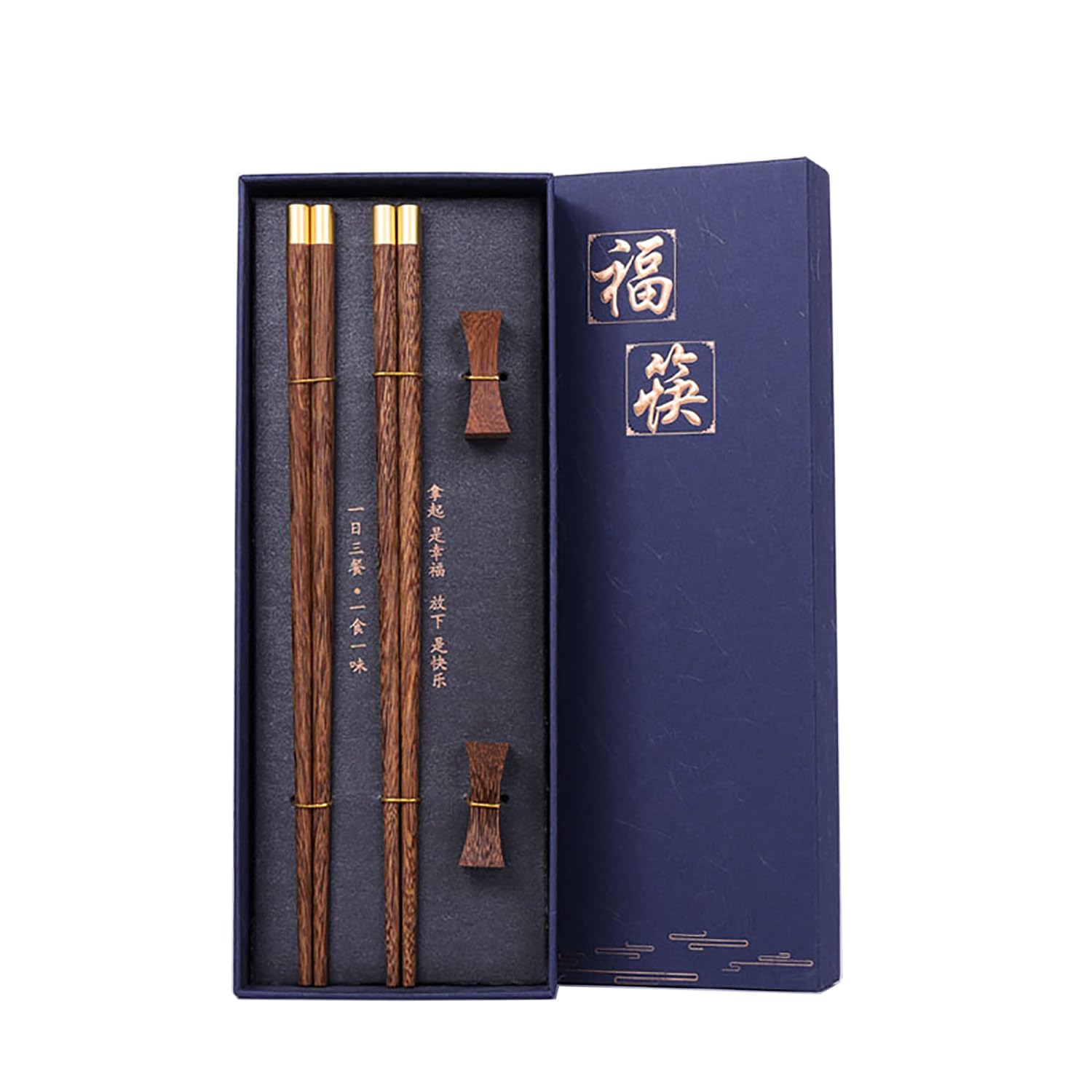 Lot De 5 Paires De Baguettes Chinoises Naturelles Réutilisables Avec Support, En Bois Fait à La