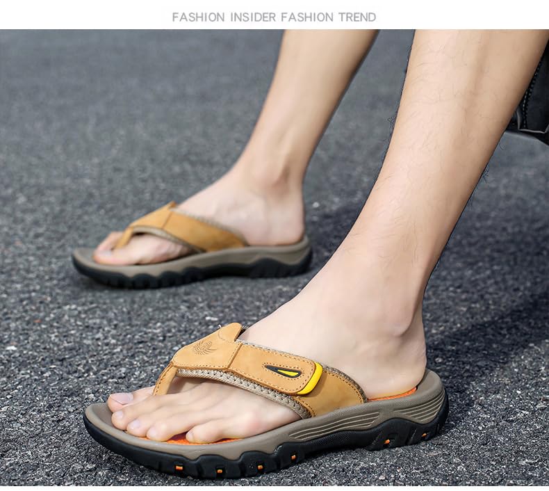 ‌Classic Roman-Style Leather Flip-Flops – Durable Cowhide Sandals for Men, Perfect for Beach & Outdoor Wear4