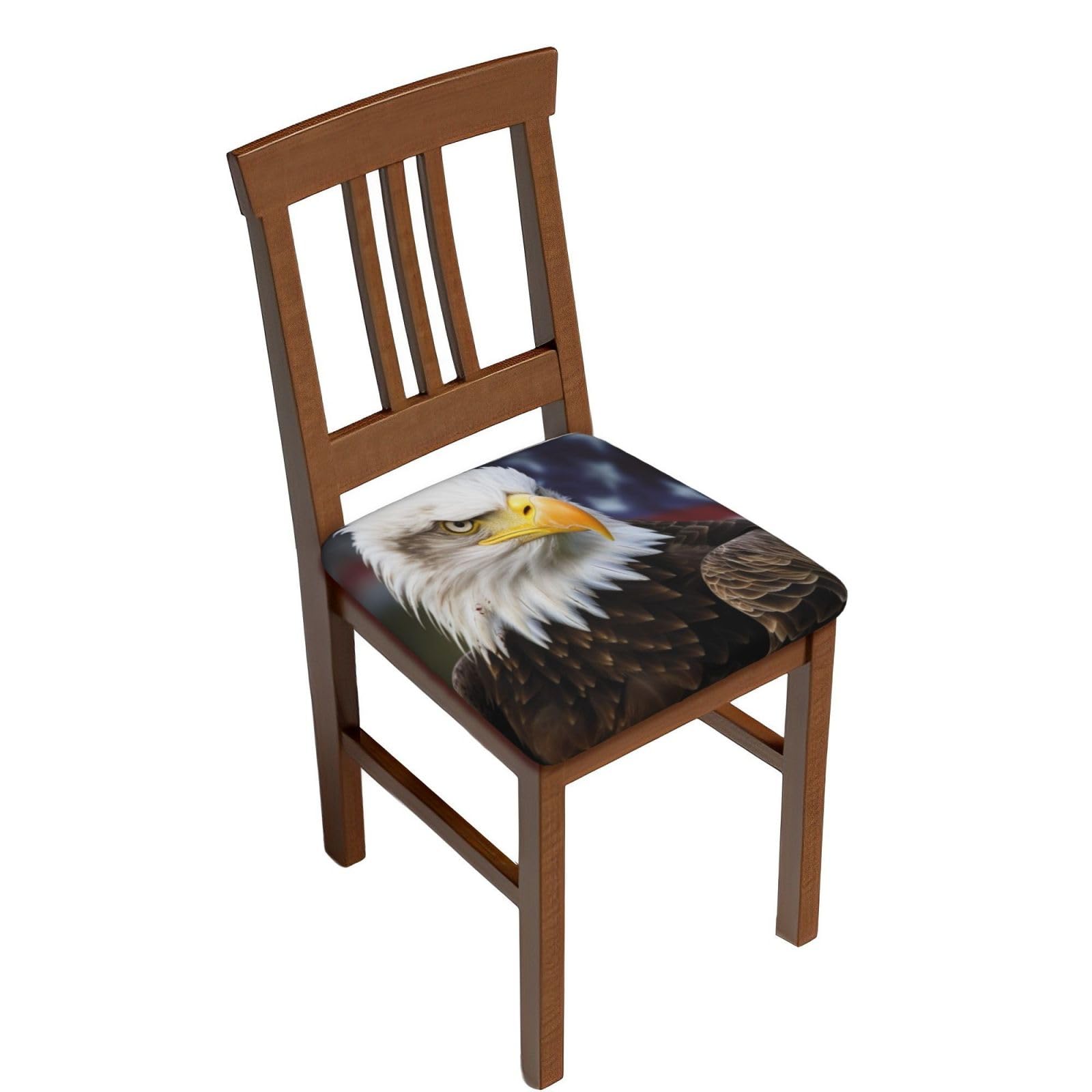 DWVTSLH American Bald Eagle Bar Stool Covers Square, Two Pieces High Elastic Soft Seat Cushion Cover Protector Washable Barstool Slipcovers Nonslip Replacement Square Bar Chair Covers